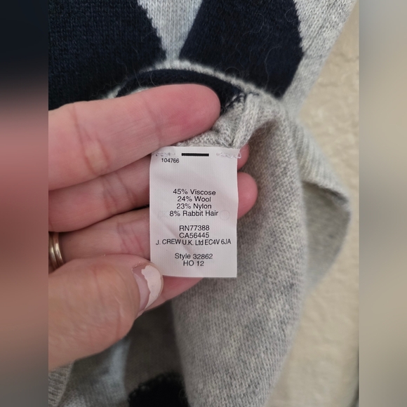 J. Crew Light Gray Heart Print Sweater - Picture 3 of 5
